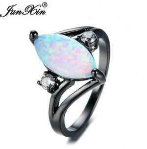 JUNXIN Women's White Fire Opal Ring - love-our-silver-jewelry